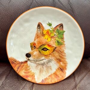 Fox with Autumn Leaves 8.5” Salad Plate - Pier 1 Harvest Garden Critters